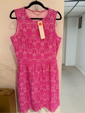 Jude Connally Hot Pink Chevron Fit-and-Flare Dress